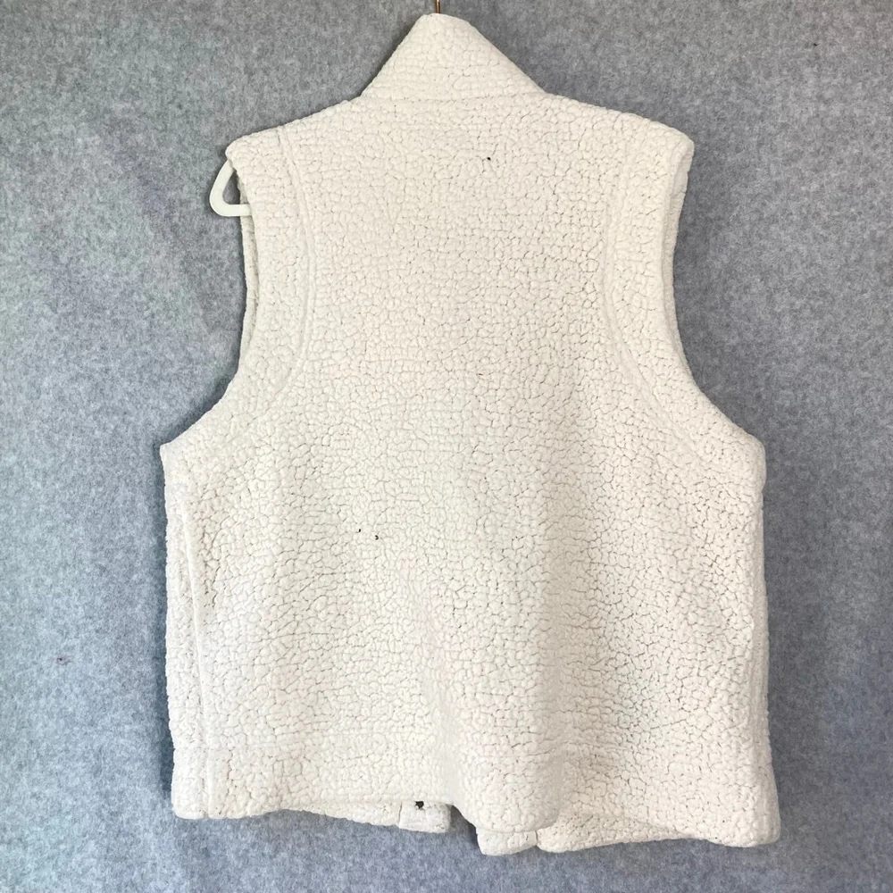 Aerie teddy bear sherpa fleece button front plaid interior vest sz L - Picture 2 of 10
